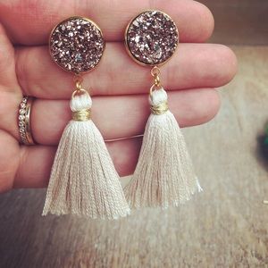 Faux druzy tassel earrings